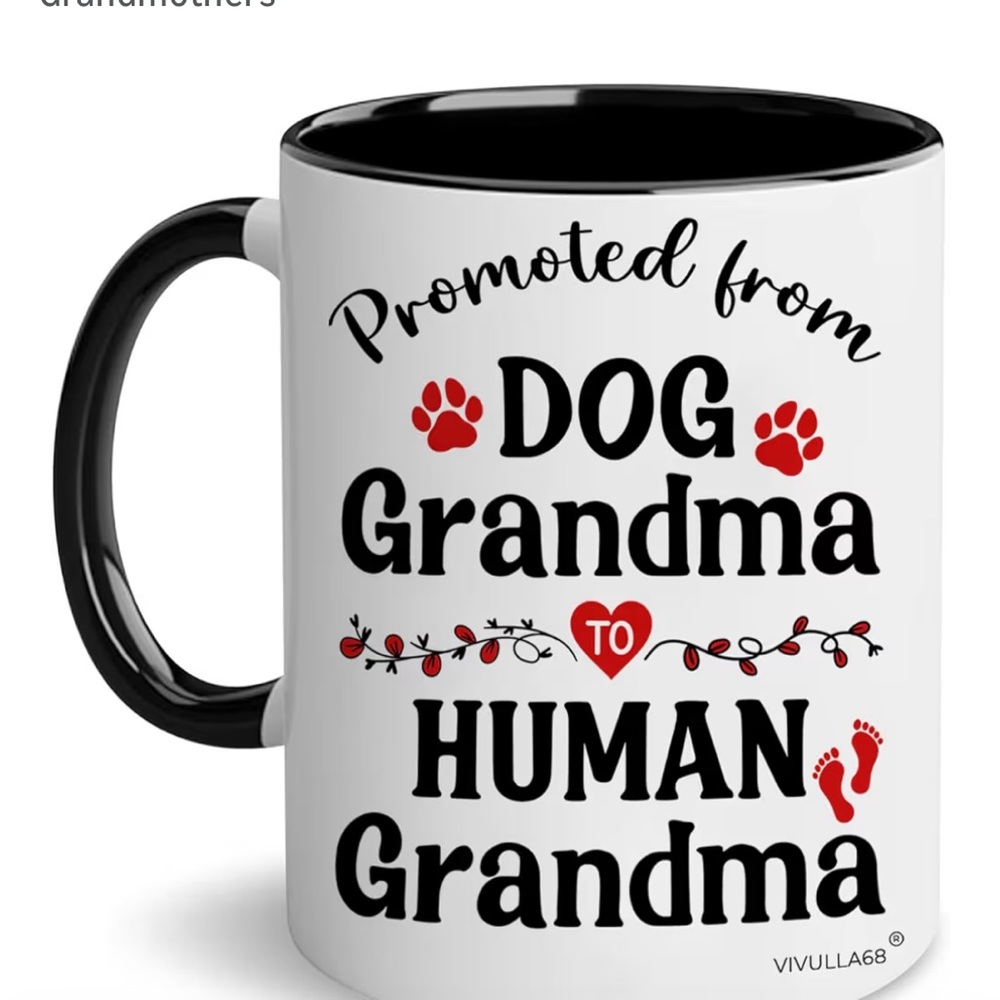 Promoted from Dog Grandma to Human Grandma Mug - Black & White